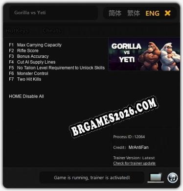 Gorilla vs Yeti: Trainer +7 [v1.7]