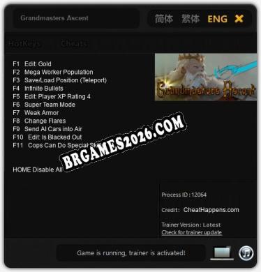 Trainer Grandmasters Ascent [PC] - 11 funções ativas
