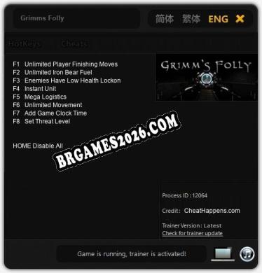 Cheats Grimms Folly - Trainer v2.7 por CheatHappens.com