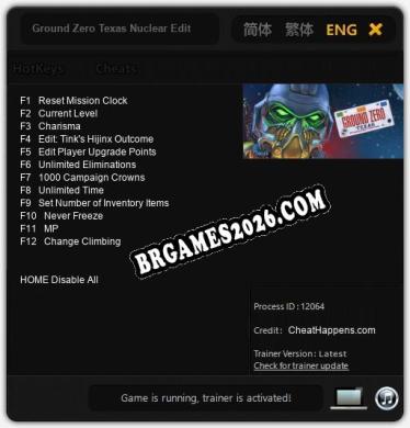 Cheats Ground Zero Texas Nuclear Edition - Trainer v4.5 por CheatHappens.com