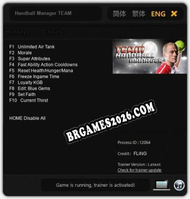 Cheats e trainer Handball Manager TEAM +10 [Verificado funcionando]