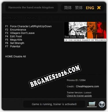 Cheats e trainer Harmonis the hand-made kingdoms +7 [Verificado funcionando]