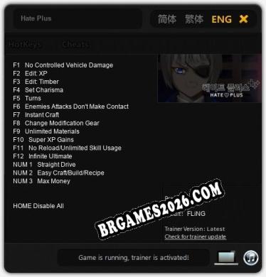 Hate Plus: Trainer Gratuito (+15 cheats)