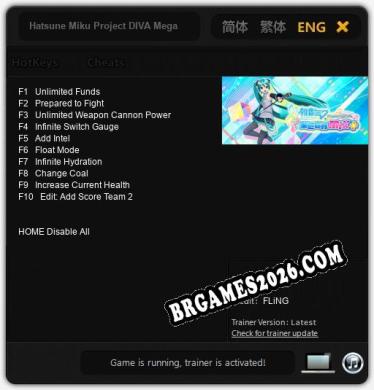 Hatsune Miku Project DIVA Mega Mix: Trainer Gratuito (+10 cheats)