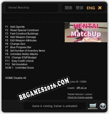 Trainer e cheats para Hentai MatchUp - 13 opções