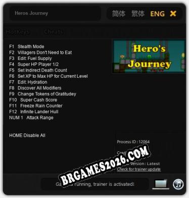 Heros Journey: Trainer Atualizado v1.8 (todos os cheats)