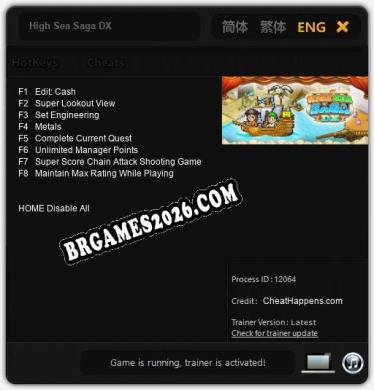 High Sea Saga DX: Trainer Gratuito (+8 cheats)