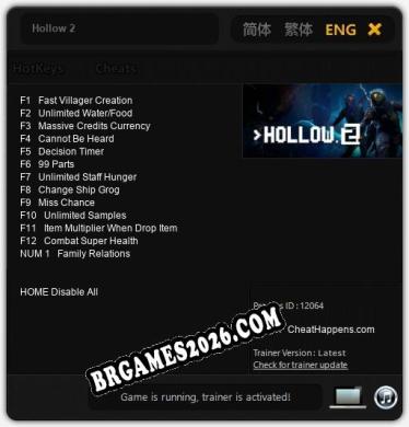 Hollow 2: TRAINER E CHEATS (V1.0.19)