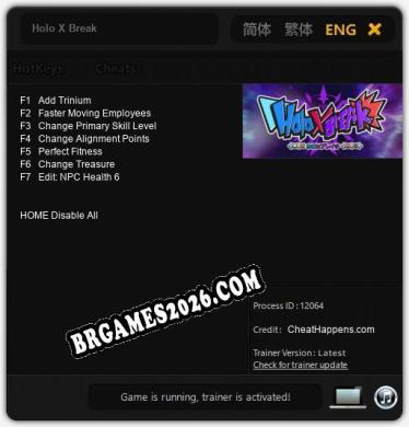Trainer e cheats para Holo X Break - 7 opções