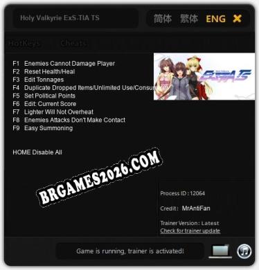Trainer Holy Valkyrie ExS-TIA TS [PC] - 9 funções ativas