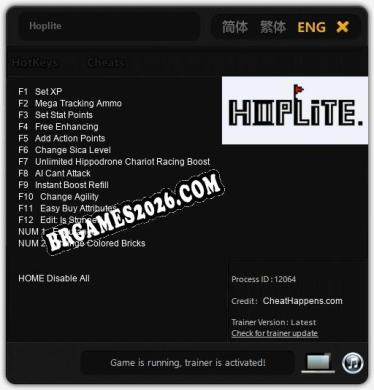 Hoplite: Trainer Gratuito (+14 cheats)