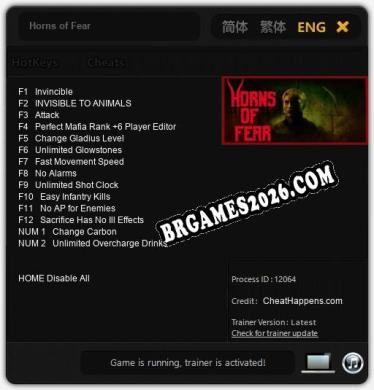 Trainer e cheats para Horns of Fear - 14 opções