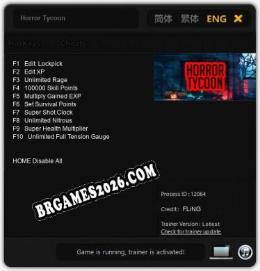 Horror Tycoon: Trainer Gratuito (+10 cheats)