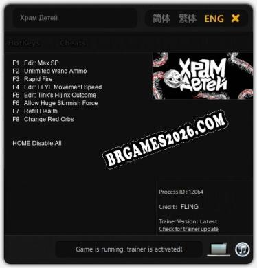 Trainer e cheats para Храм Детей - 8 opções