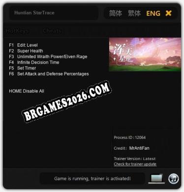 Huntian StarTrace: Trainer Gratuito (+6 cheats)