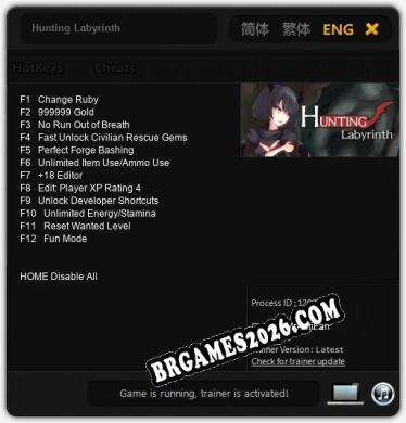 Trainer Hunting Labyrinth [PC] - 12 funções ativas