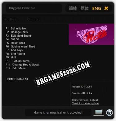 Huygens Principle: Trainer Atualizado v1.9 (todos os cheats)