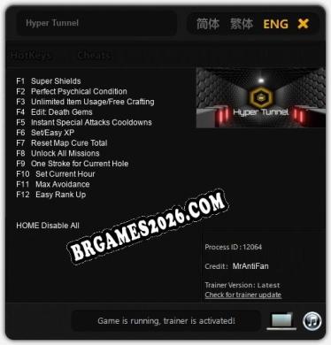 Cheats Hyper Tunnel - Trainer v1.9 por MrAntiFan