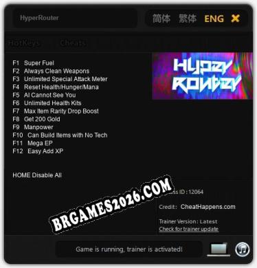 Cheats e trainer HyperRouter +12 [Verificado funcionando]