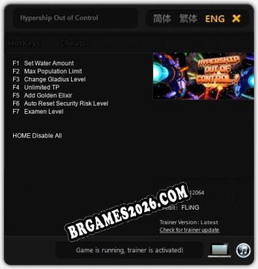 Hypership Out of Control: Trainer Atualizado v1.2 (todos os cheats)