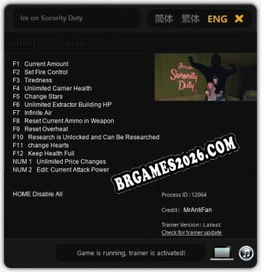 Im on Sorority Duty: Trainer Gratuito (+14 cheats)
