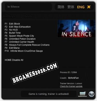 In Silence: Cheats, Trainer +10 [MrAntiFan]