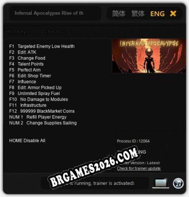 Trainer para Infernal Apocalypse Rise of the Underworld [v1.0.7]