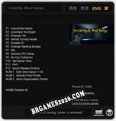 Trainer para Irritability  Mood Swings [v1.0.2]