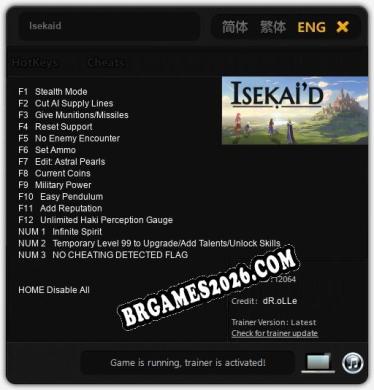Isekaid: Cheats, Trainer +15 [dR.oLLe]