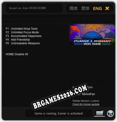 Israel vs. Iran IRON DOME: Trainer Gratuito (+5 cheats)