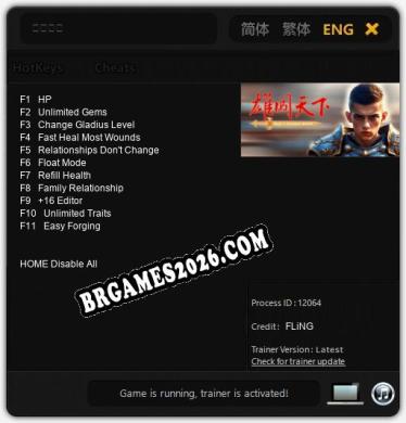 Trainer 雄闯天下 [PC] - 11 funções ativas