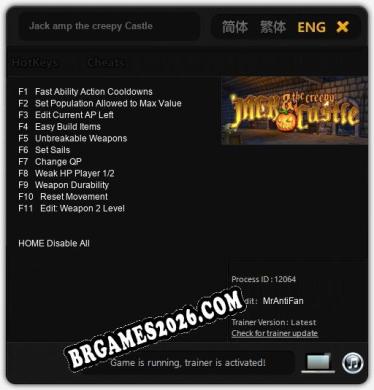 Jack amp the creepy Castle: Trainer Atualizado v1.4 (todos os cheats)