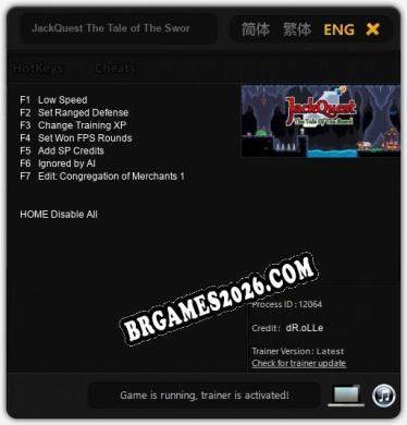 JackQuest The Tale of The Sword - Trainer Funcional +7 funções