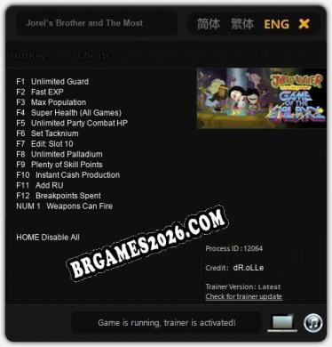 Cheats Jorel’s Brother and The Most Important Game of the Galaxy Complete Edition - Trainer v5.3 por dR.oLLe