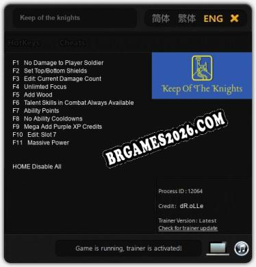 Cheats e trainer Keep of the knights +11 [Verificado funcionando]
