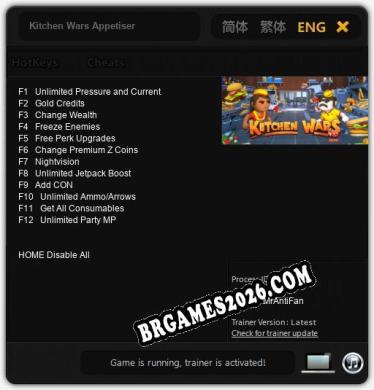 Cheats Kitchen Wars Appetiser - Trainer v1.3 por MrAntiFan