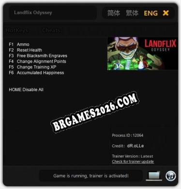 Landflix Odyssey: Trainer Atualizado v1.0 (todos os cheats)