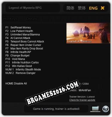 Legend of Mysteria RPG - Cheat Trainer +14 [Edição MrAntiFan]