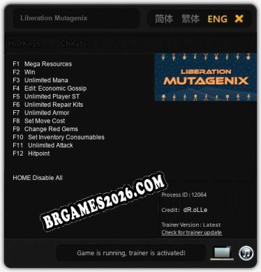 Liberation Mutagenix - Cheat Trainer +12 [Edição dR.oLLe]