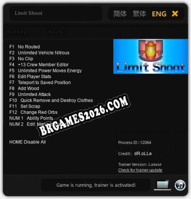 Limit Shoot: Trainer Gratuito (+14 cheats)