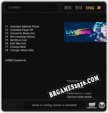 Cheats e trainer Live/Wire +8 [Verificado funcionando]