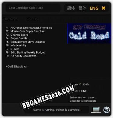Cheats Lost Cartridge Cold Read - Trainer v5.2 por FLiNG