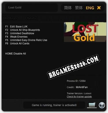 Lost Gold: Trainer Gratuito (+6 cheats)