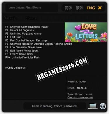 Love Letters First Bloom: Trainer Completo (v1.0.67)