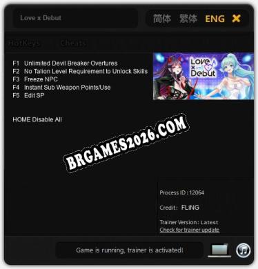 Cheats Love x Debut - Trainer v3.5 por FLiNG
