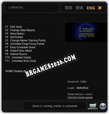 LUMINOVA: Trainer Completo (v3.0.88)