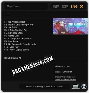 Mage Tower: Trainer Gratuito (+11 cheats)
