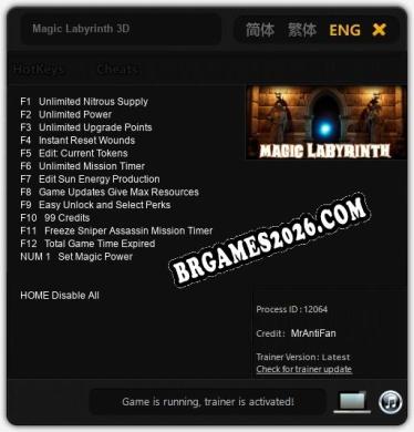 Cheats Magic Labyrinth 3D - Trainer v3.9 por MrAntiFan