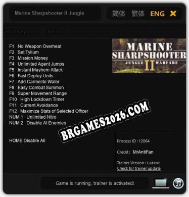 Marine Sharpshooter II Jungle Warfare: Cheats, Trainer +14 [MrAntiFan]