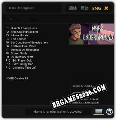 Mars Underground: TRAINER E CHEATS (V1.0.31)